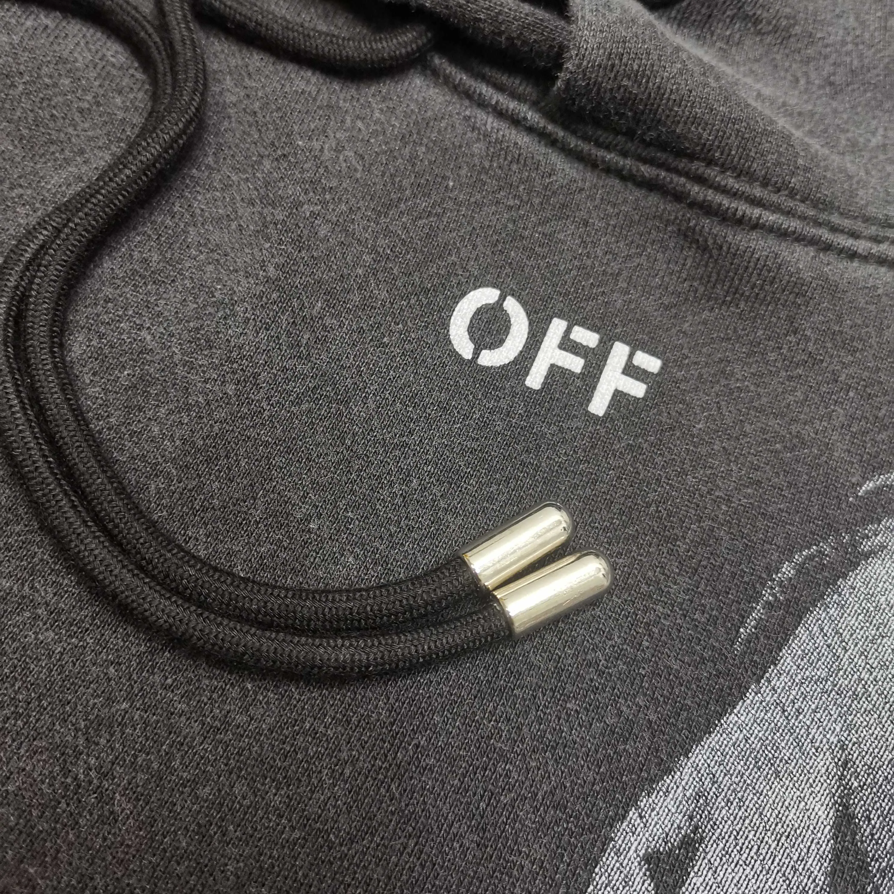 off white 25ss new cordon loose hooded sweatshirt Color: washed black Size: S M L XL P410